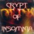 An abstract graphic in yellow, orange and red on which there is the inscription: Crypt of Insomnia